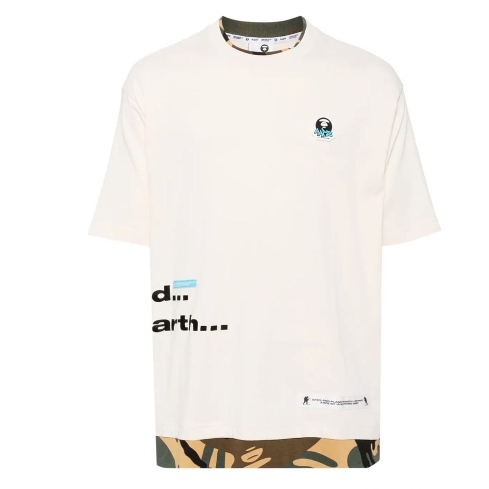 A Bathing Ape Cream Camo Layered Graphic T Shirt Men's Size‎ M New Without Tags